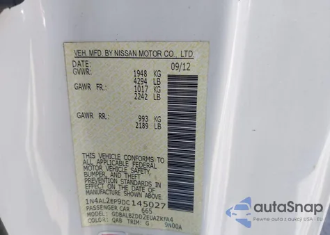 2013 Nissan Altima 2.5 S из США, поврежденный, VIN 1N4AL2EP9DC145027